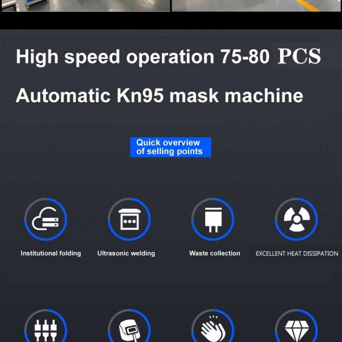 全体的な保証100-120pcs/minの高速自動Kn95マスク機械kn95機械マスクの作成